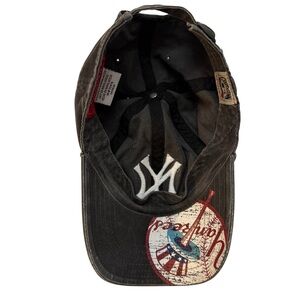 American Needle New York Yankees Hat Faded Black Strapback Baseball Cap Vintage